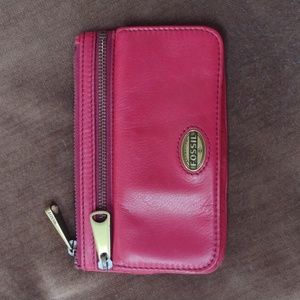 Fossil red leather wallet